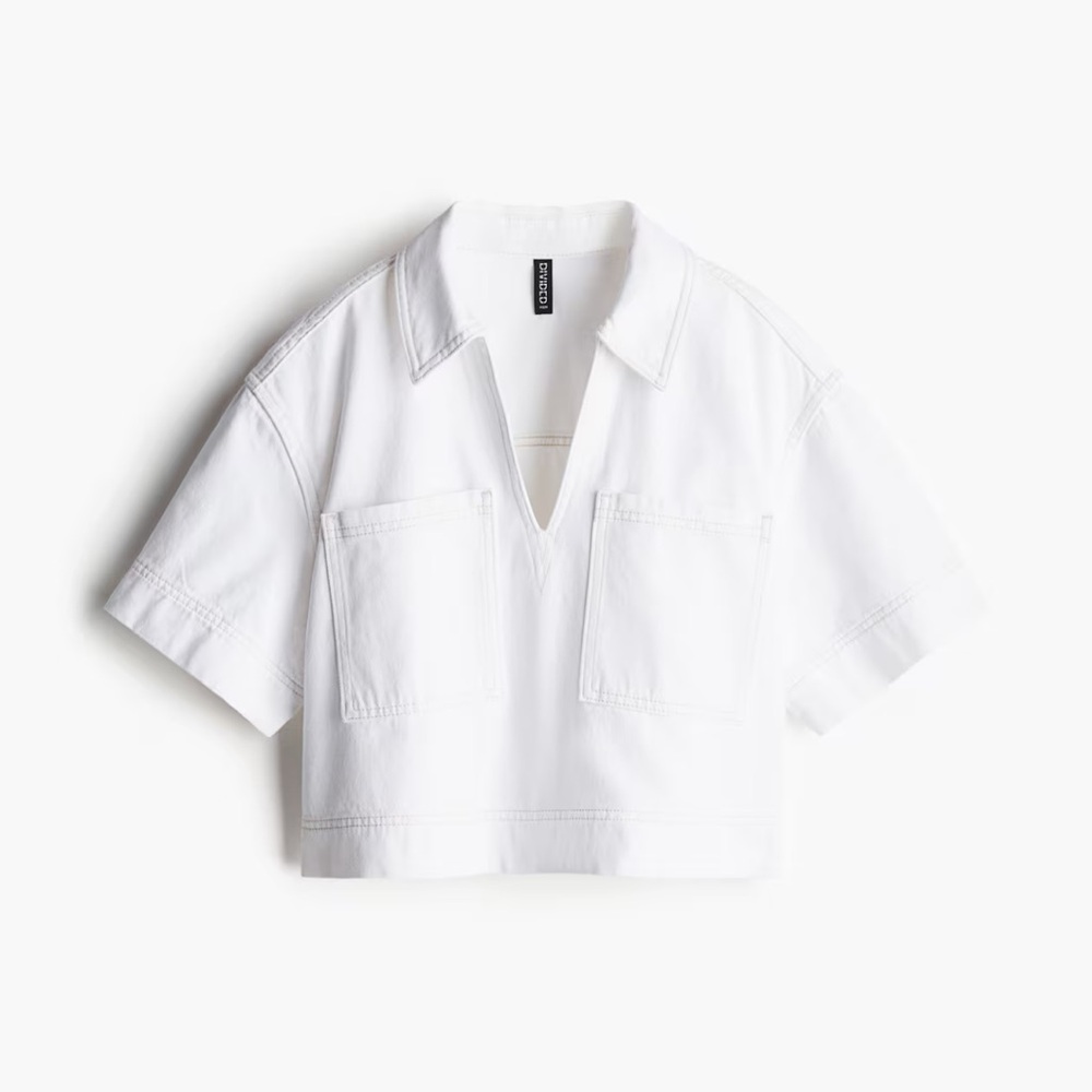 NWT H&M Women’s White Cropped Denim Shirt